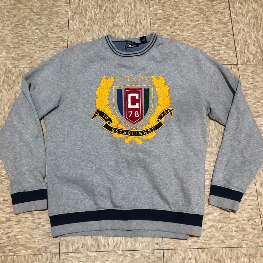 Chaps Men's Grey Crewneck Size M